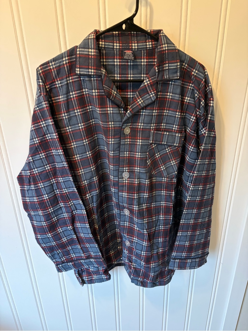 Vintage Big Yank Plaid Flannel Pajama Shirt Men's M Blue Red Gray 100% Cotton